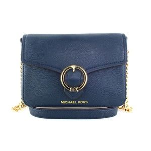 MICHAEL KORS WANDA NAVY LEATHER BAG